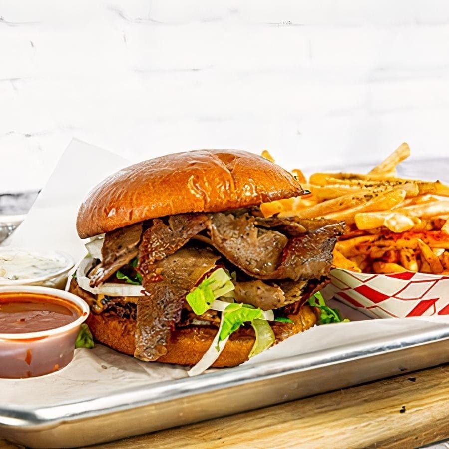 SHAH DELUXE BURGER + SIDE OPTION.