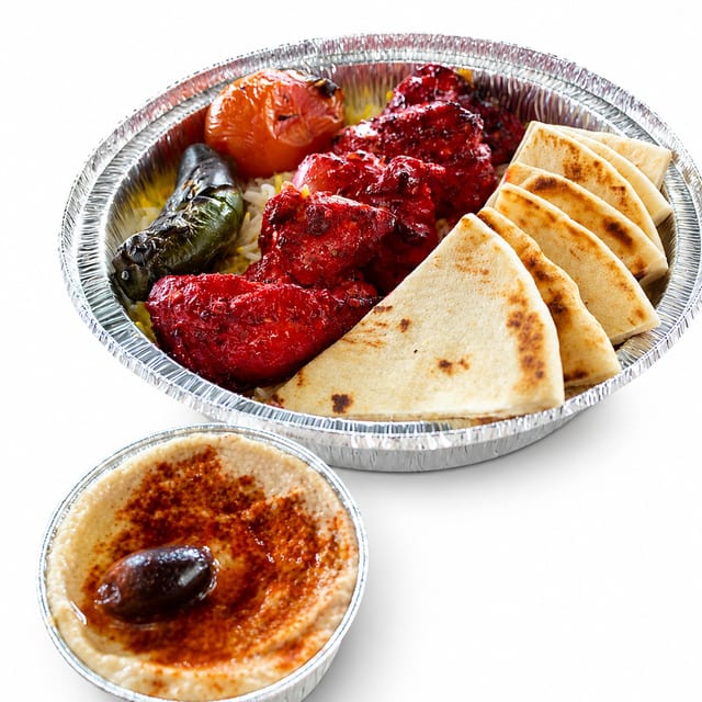 TANDOORI CHICKEN KABOB PLATE + SIDE.