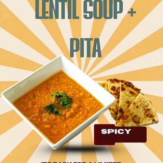SPICY LENTIL SOUP + PITA