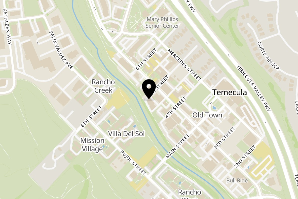 Map showing the location of Kabob Shack Temecula on 42072 5th St STE 106 in Temecula